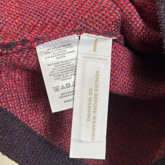 -Ann Taylor Red Plaid Winter Holiday Festive Mock Funnel Neck Sweater Xsmall - Picture 5 of 5